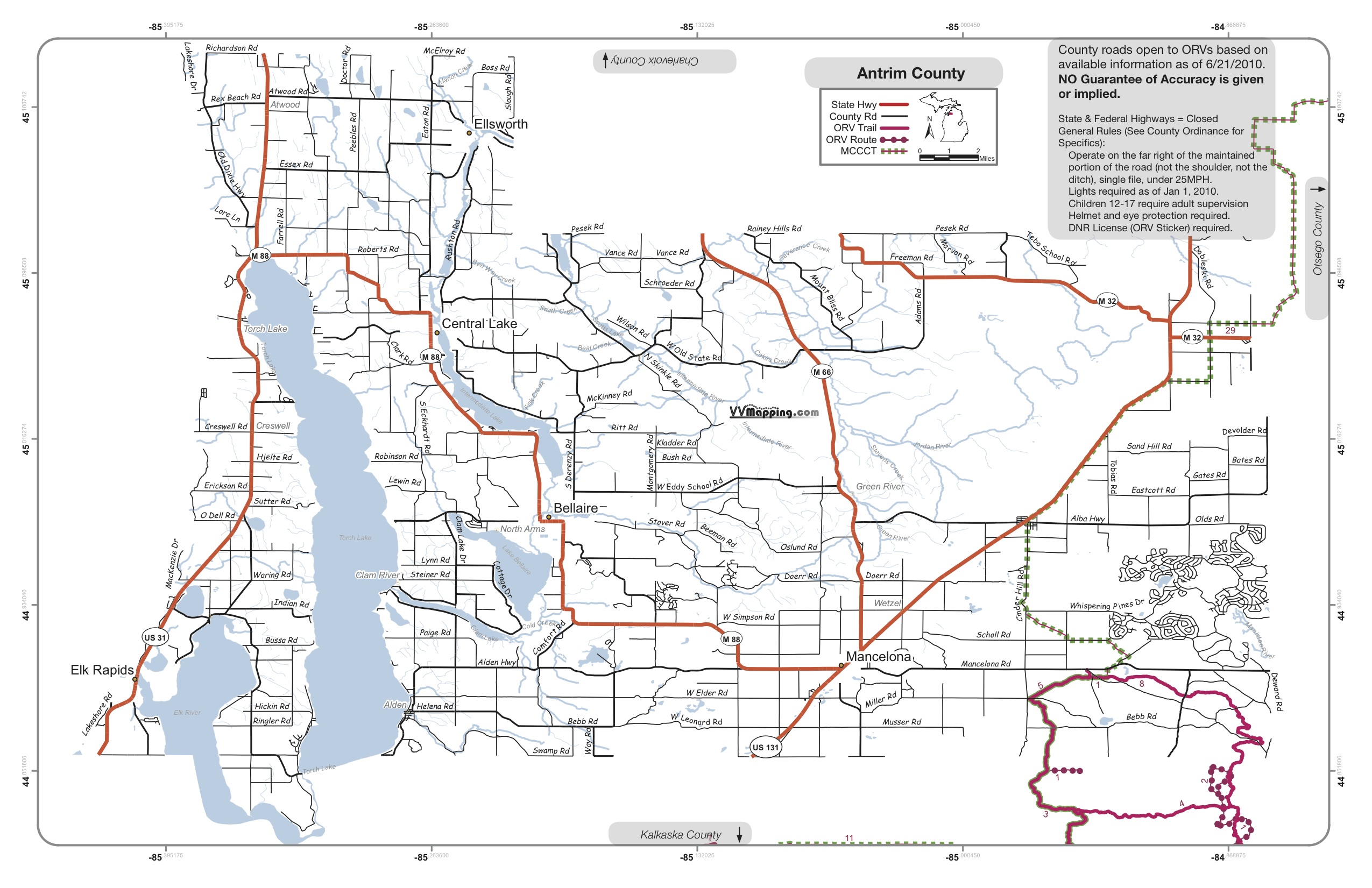 Antrim County Michigan Map - Shari Demetria